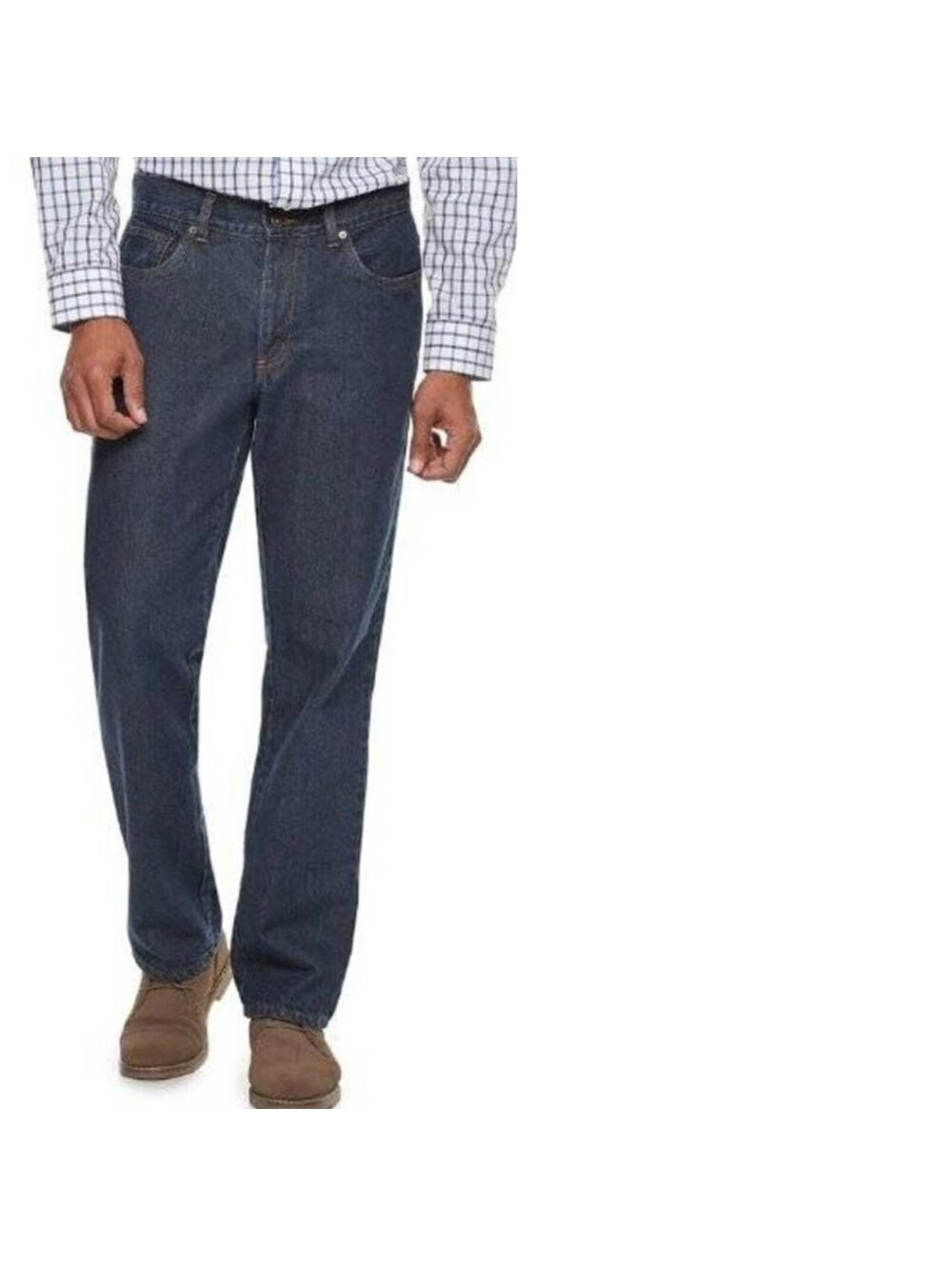 Croft & Barrow Jeans Mens 38x30 Blue Flannel Lined Flat Front Straight Winter